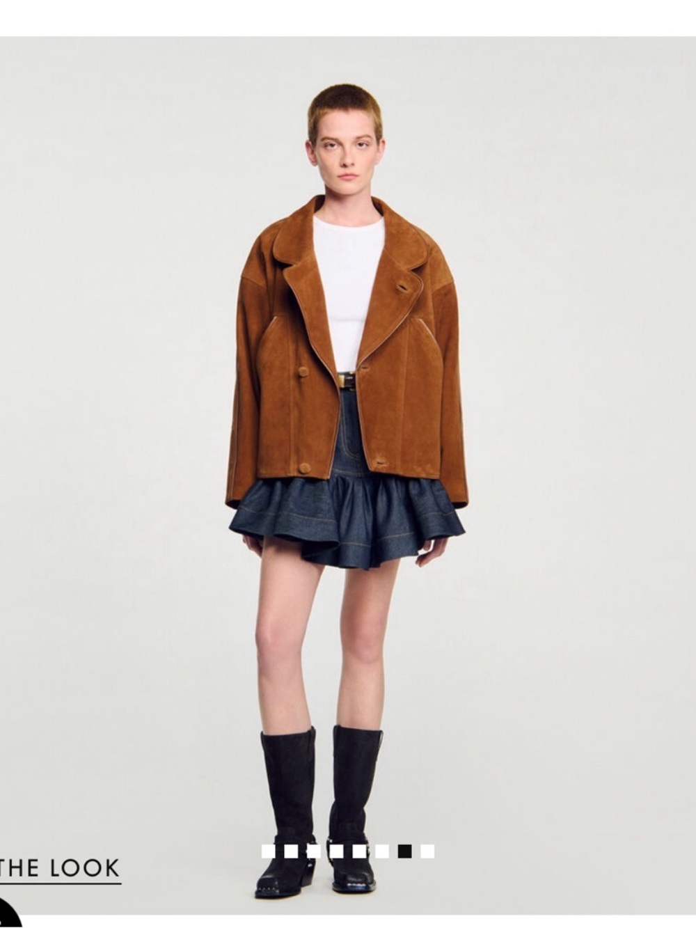 Sandro Brown Suede Boxy Bomber Jacket - Picture 2 of 10